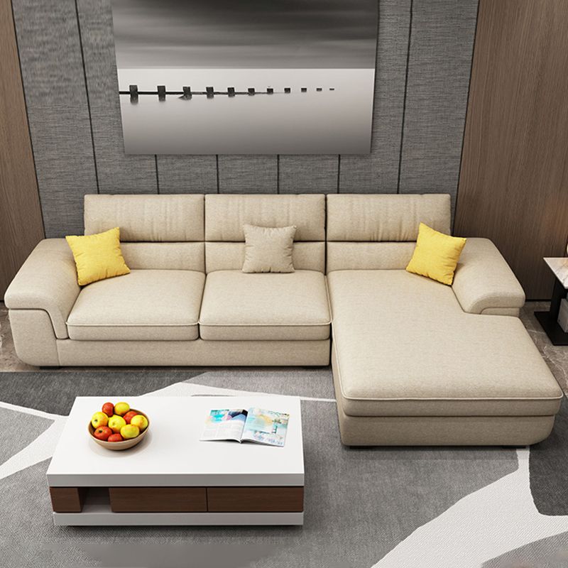 38.5"H Scandinavian Linen Flared Arm Sofa& Chaise Lounge for Living Room Clearhalo 'furn' 'furn_sectionals' 'Furniture' 'furniture_sectionals' 'kitchen' 'kitchen_sectionals' 'Living Room Furniture' 'Sectionals' 1200x1200_e357ad9f-6206-478c-aa8d-89cee639933f