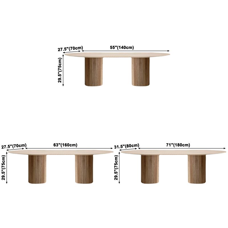 Pine Solid Wood Table Simplicity Dining Table Oval for Kitchen Home with Double Pedestal Clearhalo ' dining_table' 'Dining Tables & Seating' 'Dining Tables' 'furn' 'furn_dining_table' 'Furniture' 'furniture_dining_table' 'Kitchen & Dining Furniture' 'kitchen&dining_furn' 'kitchen' 'kitchen_dining_table' 1200x1200_e35beb85-e892-4271-915a-ec032d68828b