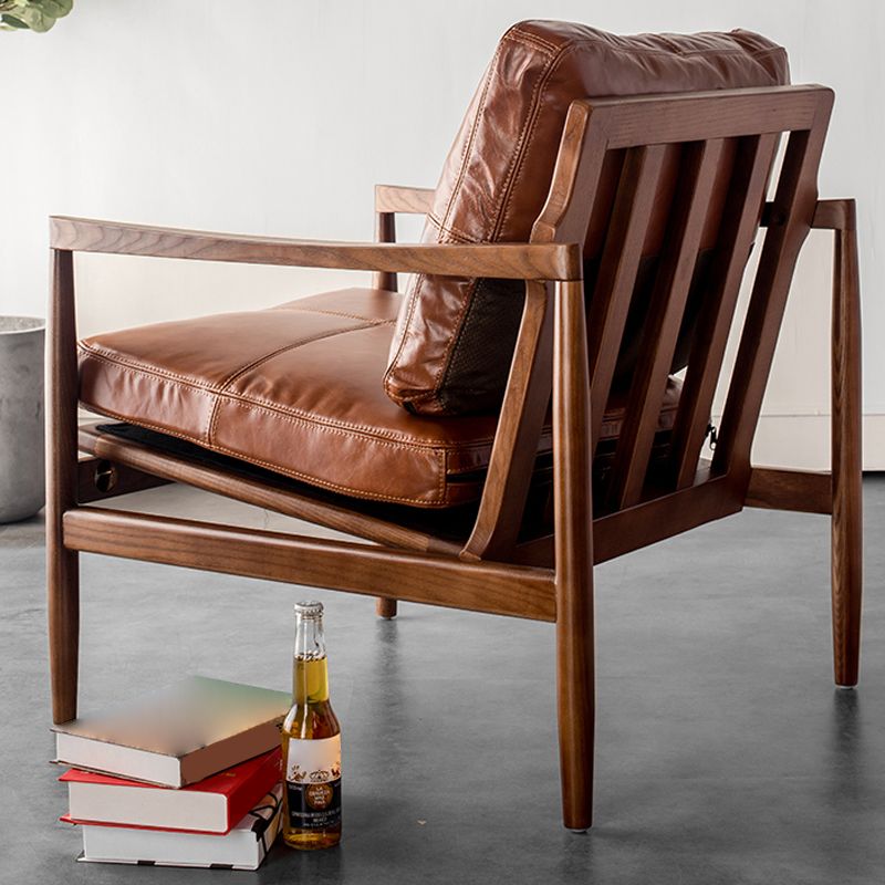 Pu Leather Arm Chair Square Arms Solid Wood Frame Pillow Back Chair Clearhalo 'Accent Chairs' 'accent_chairs' 'Chairs & Seating' 'furn' 'furn_accent_chairs' 'Furniture' 'Living Room Furniture' 1200x1200_e35c5780-ef8d-460f-a3d4-b4a6f64cd867