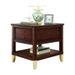 Contemporary Solid Wood End Table Rectangular Side Table with Storage and Shelf