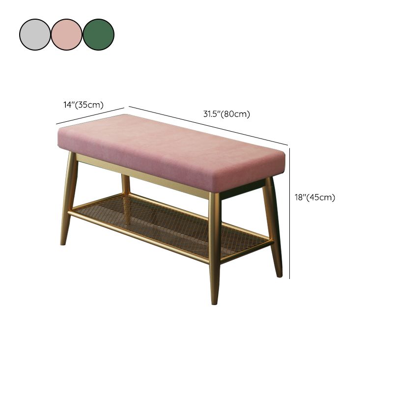 Banc d'entrée moderne banc de siège en métal rembourré avec rangement de chaussures