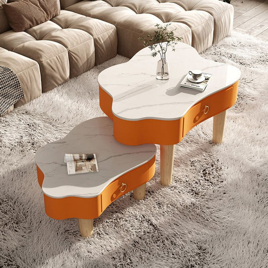 Modern Free Form Slate Cocktail Table Wood 4 Legs Coffee Table with Drawers Clearhalo 'Coffee & Accent Tables' 'Coffee Tables' 'coffee_tables' 'furn' 'furn_coffee_tables' 'Furniture' 'Living Room Furniture' 1200x1200_e360dcb8-a95c-4a0d-ac62-bb83cc9fe90d