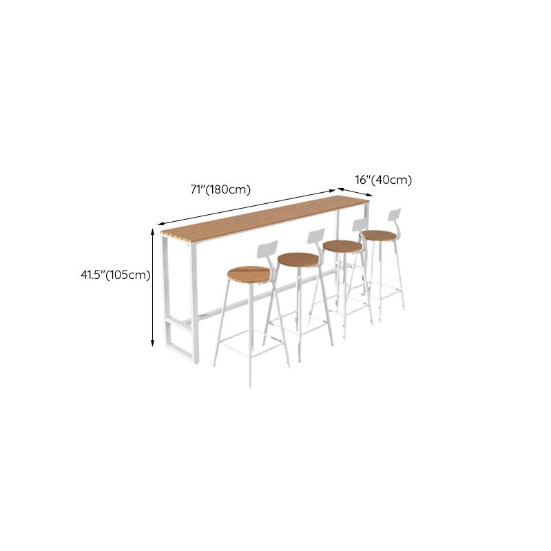 Contemporary Bar Table in Metal and Wood Trestle Base Outdoor Bar Height Table Clearhalo 'Bar Furniture' 'Bar Tables' 'bar_tables' 'furn' 'furn_bar_tables' 'Furniture' 'Kitchen & Dining Furniture' 1200x1200_e361d562-165c-4f8d-b5f9-0c718b9b6ab3
