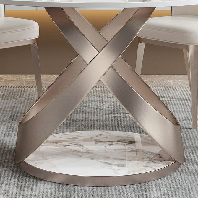 Modern Sintered Stone Dining¬†Room¬†Set with Round Table and Metal Base Dining Table Furniture Clearhalo 'Dining Room Sets' 'Dining Tables & Seating' 'dining_room_set' 'furn' 'furn_dining_room_set' 'Furniture' 'furniture_dining_room_set' 'Kitchen & Dining Furniture' 'kitchen&dining_furn' 'kitchen' 1200x1200_e363633b-60a5-429e-b926-0cf9eef12c3f