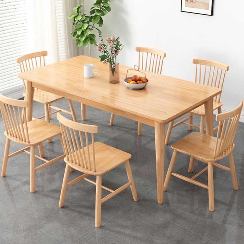 Modern Rectangular Natural Rubberwood Dining Table with 4 Legs Clearhalo 'Dining Tables & Seating' 'Dining Tables' 'dining_table' 'furn' 'furn_dining_table' 'Furniture' 'Kitchen & Dining Furniture' 1200x1200_e3642398-9d44-42e0-b9bb-21138ab3d4b2
