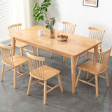 Modern Rectangular Natural Rubberwood Dining Table with 4 Legs Clearhalo 'Dining Tables & Seating' 'Dining Tables' 'dining_table' 'furn' 'furn_dining_table' 'Furniture' 'Kitchen & Dining Furniture' 1200x1200_e3642398-9d44-42e0-b9bb-21138ab3d4b2