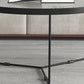 Round Clear Glass Cocktail Table Set Contemporary Cross Legs Coffee Table in Black