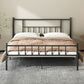 Contemporary Metal Standard Bed, Open-Frame Rectangular Headboard Bed