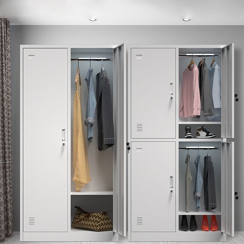 Modern Grey Storage Cabinet with Hinged Door Metal Cabinet for Bathroom Clearhalo 'Armoires & Wardrobes' 'armoires_wardrobes' 'Bedroom Furniture' 'furn' 'furn_armoires_wardrobes' 'Furniture' 1200x1200_e3695ffd-e024-4d8a-9cc0-78fad9382ae4