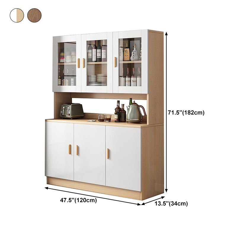 Glass Door Artificial Wood Sideboard Modern Server Cabinet with Storage for Dining Room Clearhalo 'buffet_sideboard' 'Buffets & Sideboards' 'furn' 'furn_buffet_sideboard' 'Furniture' 'Kitchen & Dining Furniture' 1200x1200_e3698c6a-a290-488d-9747-d638f8524039