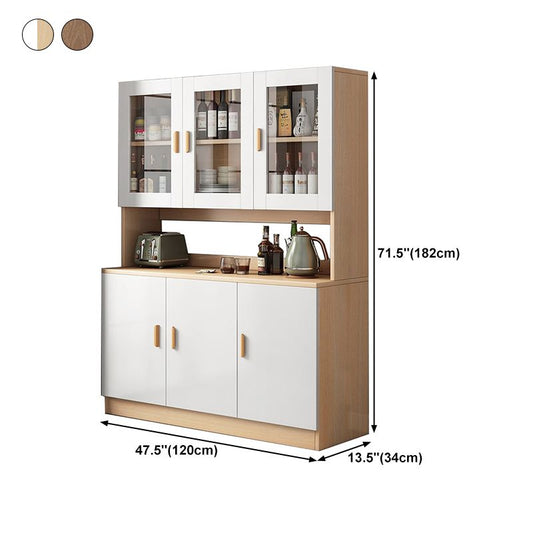 Glass Door Artificial Wood Sideboard Modern Server Cabinet with Storage for Dining Room Clearhalo 'buffet_sideboard' 'Buffets & Sideboards' 'furn' 'furn_buffet_sideboard' 'Furniture' 'Kitchen & Dining Furniture' 1200x1200_e3698c6a-a290-488d-9747-d638f8524039