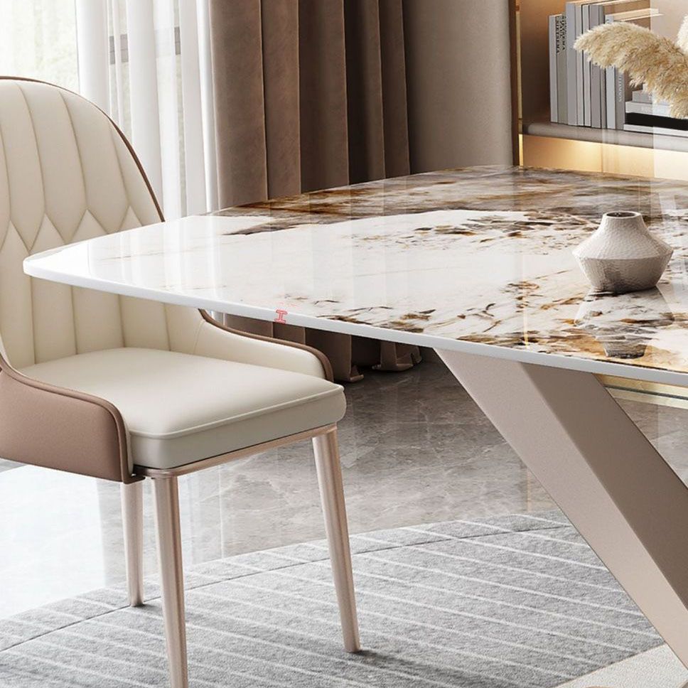 Modern Dining Set 1/5/7 Pcs Sintered Stone Top Table with Dining Upholstered Chairs Clearhalo 'Dining Room Sets' 'Dining Tables & Seating' 'dining_room_set' 'furn' 'furn_dining_room_set' 'Furniture' 'Kitchen & Dining Furniture' 1200x1200_e36a1ac2-f3b6-4391-930b-6ccfe7136867