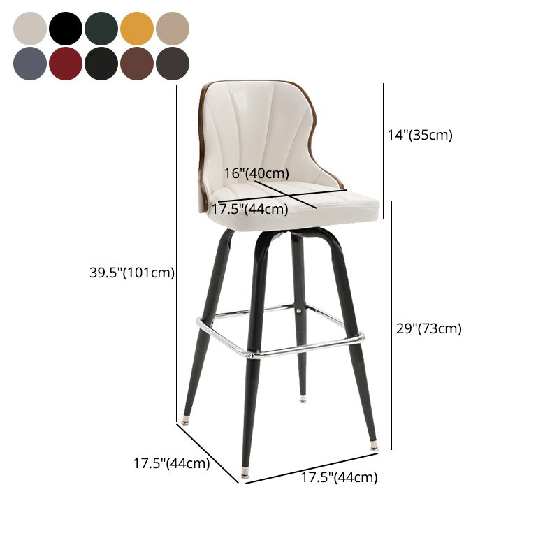 Modern Rotatable Backrest Counter Stool Iron Cafe Bar Stool with Leather Cushion and Pedal Clearhalo 'Bar Furniture' 'Bar Stools' 'bar_stools' 'furn' 'furn_bar_stools' 'furniture_bar_stools' 'Kitchen & Dining Furniture' 'kitchen&dining_furn' 'kitchen' 'kitchen_furn' Furniture' 1200x1200_e36c9b4f-3641-47bd-8359-12ab5e30616d