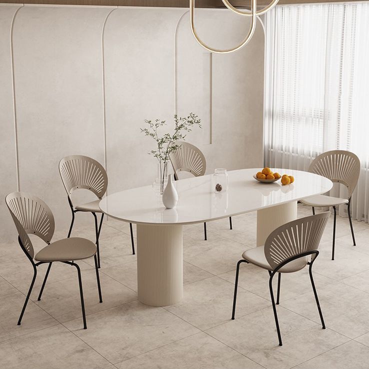 Slate and Metal Table Glam Style Simple Home Oval Dining Table