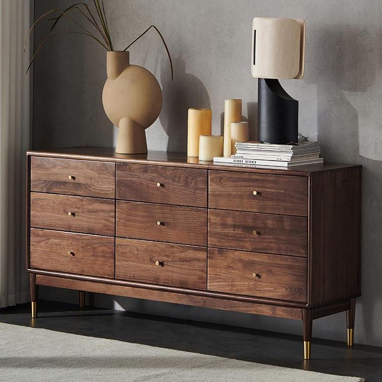 Rectangular Rubberwood Chest Mid-Century Modern Accent Chest with 9 Drawers Clearhalo 'Cabinets & Chests' 'cabinets_chests' 'furn' 'furn_cabinets_chests' 'Furniture' 'Living Room Furniture' 1200x1200_e36ebc53-a0b8-4879-9dcb-6c586178aa73