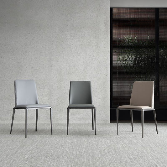 Contemporary Solid Back Armless Side Chairs Leather Dining Chairs for Home (Set of 2) Clearhalo ' kitchen&dining_furn' 'Dining Chairs' 'Dining Tables & Seating' 'dining_chair' 'furn' 'furn_dining_chair' 'Furniture' 'furniture_dining_chair' 'Kitchen & Dining Furniture' 'kitchen' 1200x1200_e36fa232-816a-4ab0-83c7-3b0e7ca367fa