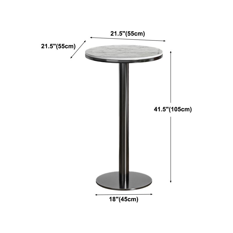 Modern Round Bar Dining Table Indoor White Top Bar Height Pub Table Metal Base in Black Clearhalo 'Bar Furniture' 'Bar Tables' 'bar_tables' 'furn' 'furn_bar_tables' 'Furniture' 'furniture_bar_tables' 'Kitchen & Dining Furniture' 'kitchen&dining_furn' 'kitchen' 1200x1200_e36ffa4a-cda3-4555-adb8-1dcd8c15778e