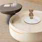 Drum Wood Coffee Cocktail Table with Storage Drawers Modern Round