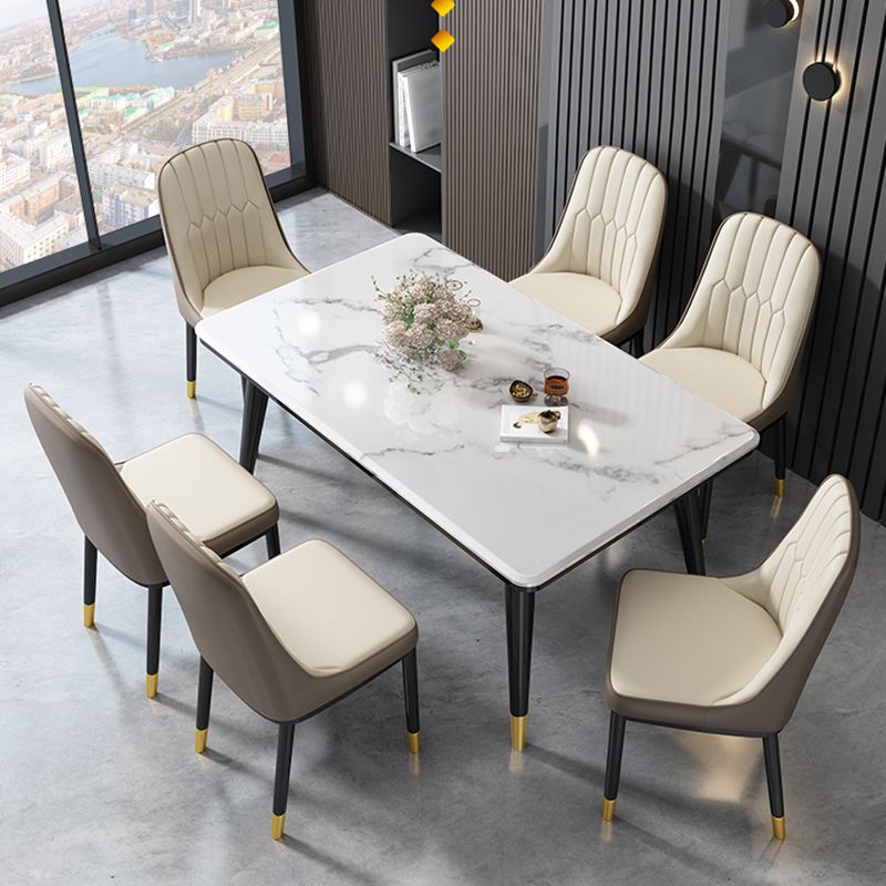 Glam Style Parsons Side Chair Faux Leather Indoor Dining Chair Clearhalo 'Dining Chairs' 'Dining Tables & Seating' 'dining_chair' 'furn' 'furn_dining_chair' 'Furniture' 'furniture_dining_chair' 'Kitchen & Dining Furniture' 1200x1200_e3711fd0-b056-4019-900e-351e3332459a