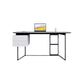 Contemporary White Office Desk with Metal Legs Sled Writing Desk