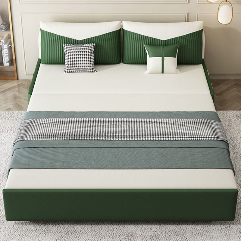 Contemporary Faux Leather Futon And Mattress, Storage Sleeper Sofa in Green and White Clearhalo 'furn' 'furn_futons' 'Furniture' 'Futons & Daybeds' 'Futons' 'Living Room Furniture' 1200x1200_e3717d43-66b6-45f8-aa07-207baeb8f14e