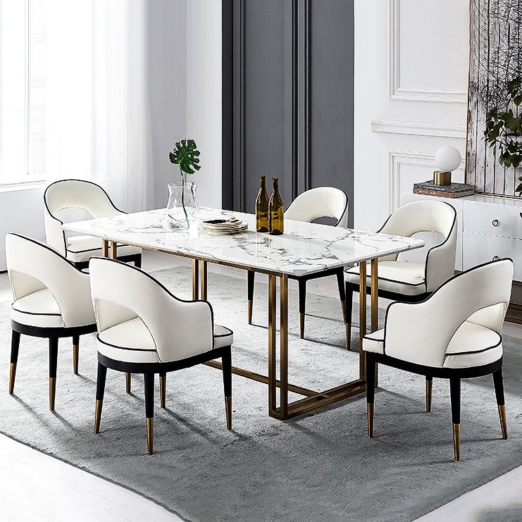 Glam -stijl armstoel houten open rug eetstoel voor keuken met gestoffeerd