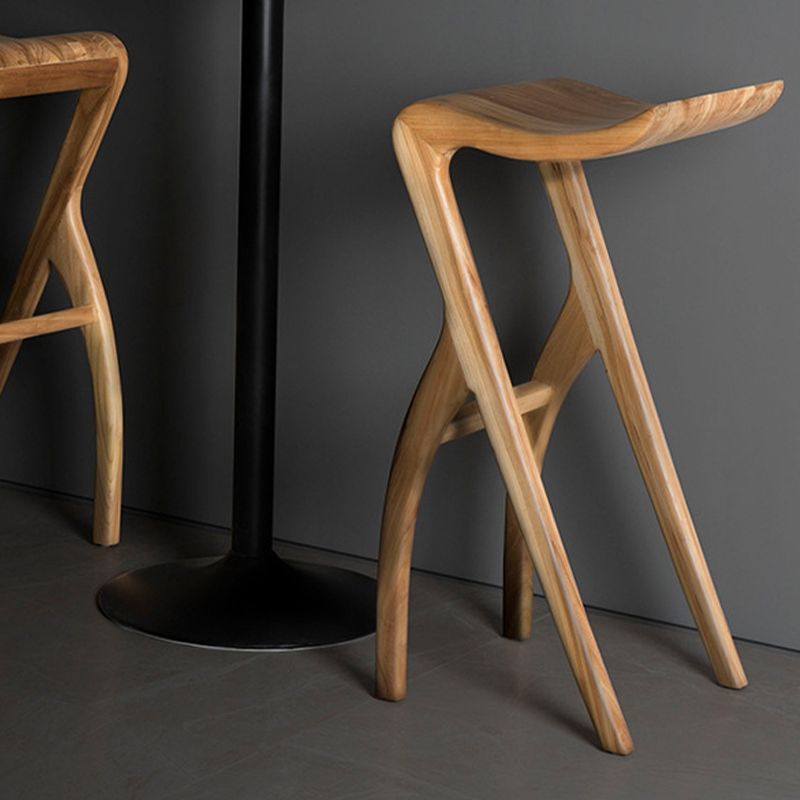 Taburete industrial sin brazo sin brazo Pino Pine Wood Bar con pedal para bar