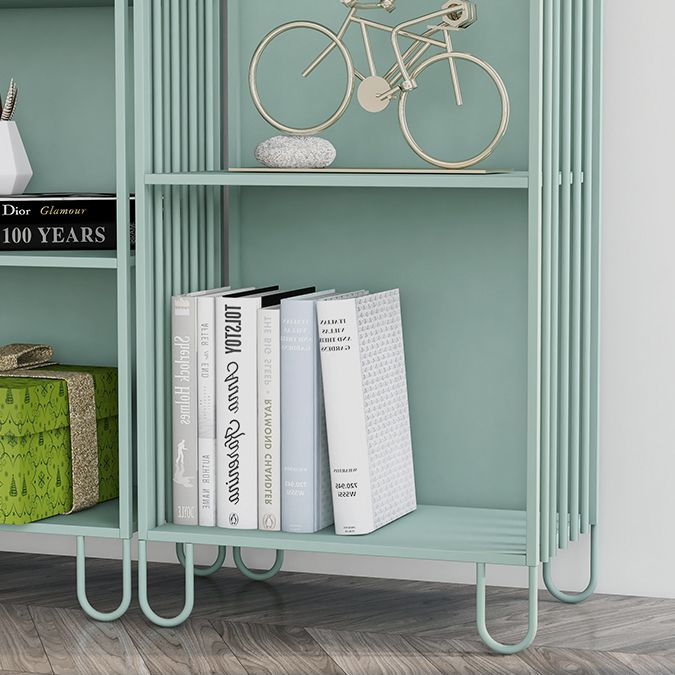 Modern Metal Bookcase Standard Closed Back Vertical Bookshelf for Home
