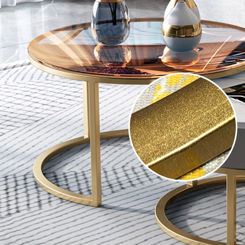 No Distressing Round Coffee Table Frame Nesting Coffee Table Set with Drawer Clearhalo 'Coffee & Accent Tables' 'Coffee Tables' 'coffee_tables' 'furn' 'furn_coffee_tables' 'Furniture' 'Living Room Furniture' 1200x1200_e3764915-7742-4de0-a3e3-52822777e57e