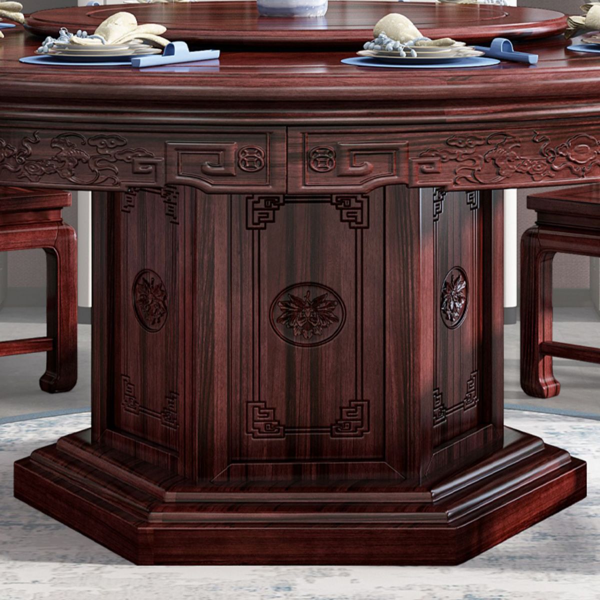 Solid Wood Dining Table Pedestal Round Dinner Table for Dining Room Clearhalo 'Dining Tables & Seating' 'Dining Tables' 'dining_table' 'furn' 'furn_dining_table' 'Furniture' 'Kitchen & Dining Furniture' 1200x1200_e377183d-7213-49d2-8e98-bf71b8610819
