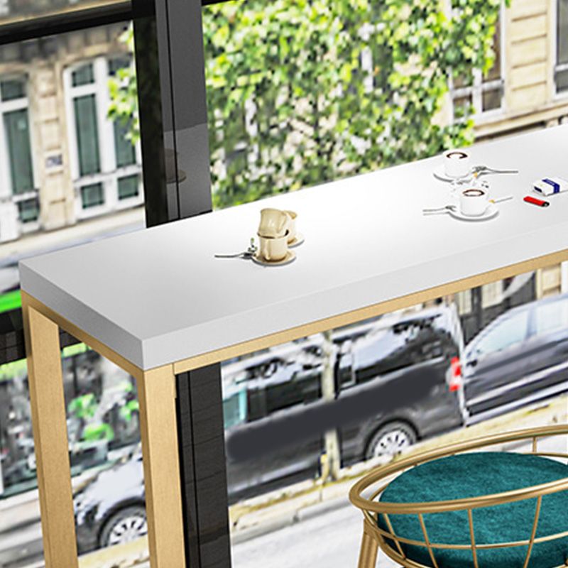 Glam Bar-height Table Solid Wood Top Pub Table with Gold Metal Base Clearhalo 'Bar Furniture' 'Bar Tables' 'bar_tables' 'furn' 'furn_bar_tables' 'Furniture' 'Kitchen & Dining Furniture' 1200x1200_e3778ef8-dbb2-4221-9cfe-6a046d36cc9f