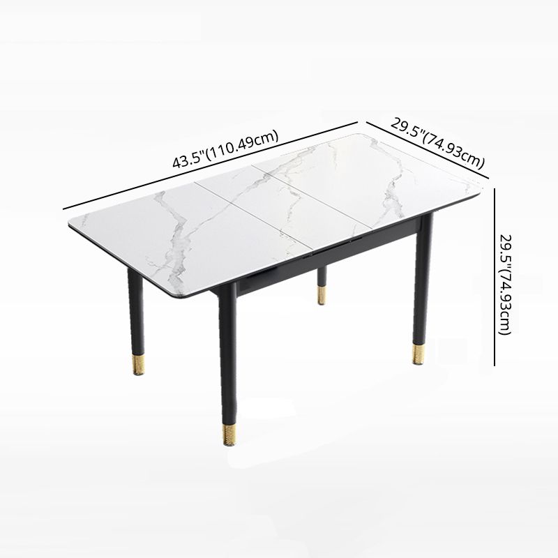 Rectangle Modern DiningRoomTableSet Sintered Stone Top DiningSet with Metallic 4 Legs Base Clearhalo 'Dining Room Sets' 'Dining Tables & Seating' 'dining_room_set' 'furn' 'furn_dining_room_set' 'Furniture' 'furniture_dining_room_set' 'Kitchen & Dining Furniture' 'kitchen&dining_furn' 'kitchen' 1200x1200_e37807b5-79e1-4a89-8f7b-1c1a95e136a6