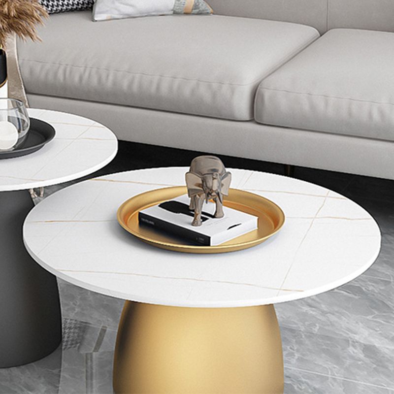 Mid-Century Modern Pedestal Metal Tray Top Round Single Coffee Table Clearhalo 'Coffee & Accent Tables' 'Coffee Tables' 'coffee_tables' 'furn' 'furn_coffee_tables' 'Furniture' 'Living Room Furniture' 1200x1200_e37b975d-e90d-4629-ae2b-2e86b57c0579