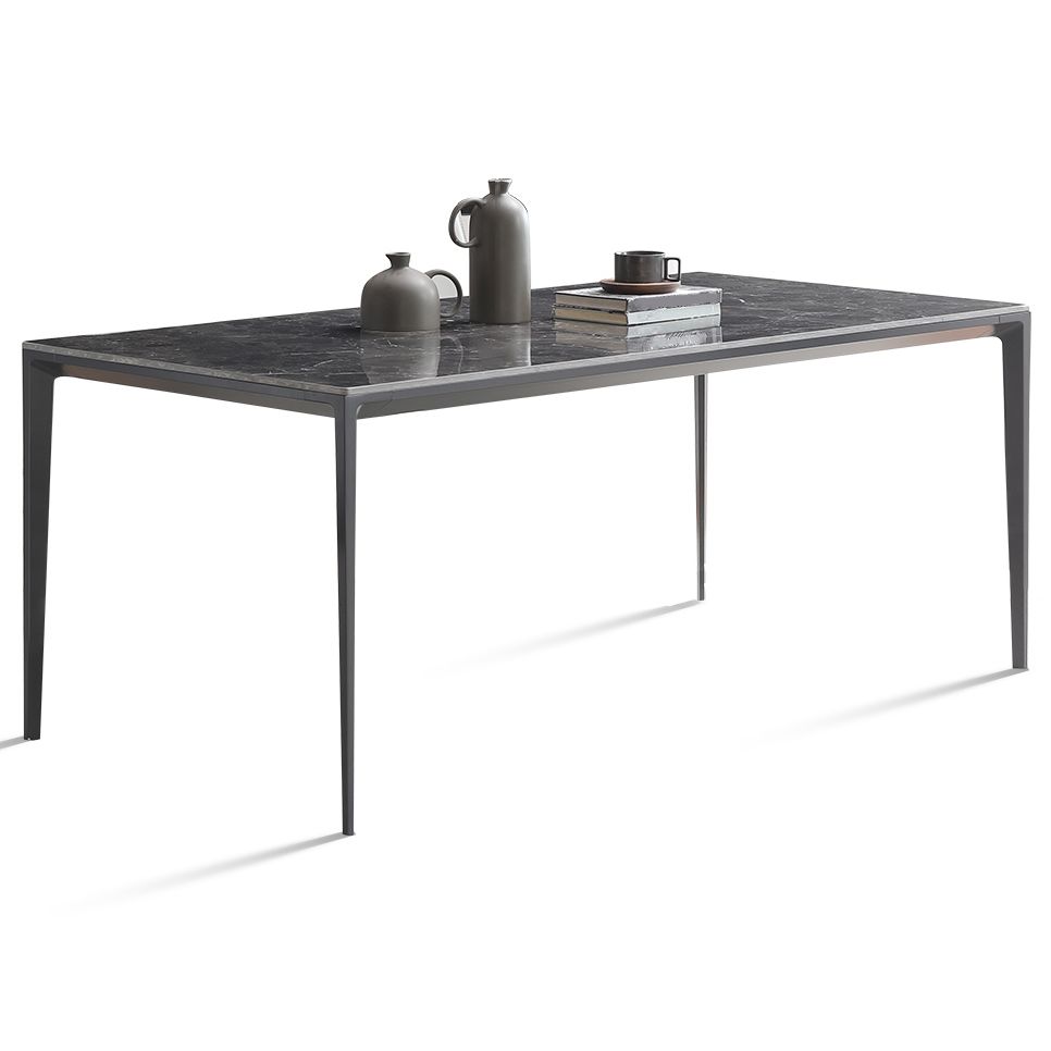 Simple Style Sintered Stone Table 4 Legs Aluminum Base Rectangle Table for Home Clearhalo ' dining_table' 'Dining Tables & Seating' 'Dining Tables' 'Furniture' 'furniture_dining_table' 'Kitchen & Dining Furniture' 'kitchen&dining_furn' 'kitchen' 'kitchen_dining_table' 1200x1200_e37bae81-652f-4fc4-8470-8566874ac489