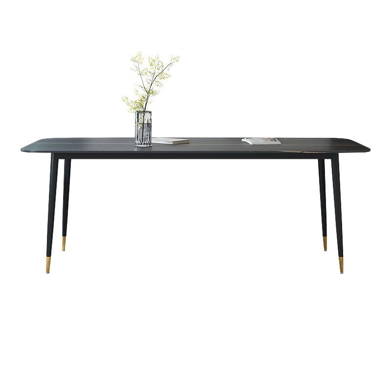 Modern Stone Rectangle Dining Table Home Kitchen Dinner Black Frame Dining Table Clearhalo 'Dining Tables & Seating' 'Dining Tables' 'dining_table' 'furn' 'furn_dining_table' 'Furniture' 'furniture_dining_table' 'Kitchen & Dining Furniture' 'kitchen' 'kitchen_dining_table' 1200x1200_e37c5cd0-299e-4e0e-80a0-457567536fa2