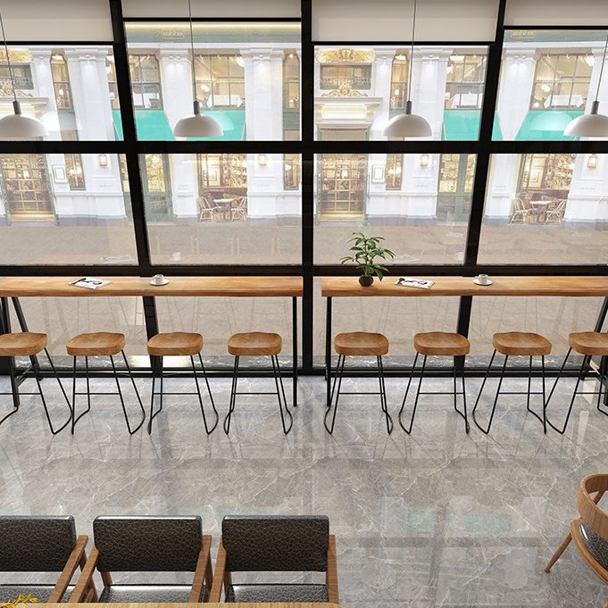 Light Brown Modern Style Bar Table in Solid Wood and Iron Cafe Bar Table, Only Table Clearhalo 'Bar Furniture' 'Bar Tables' 'bar_tables' 'furn' 'furn_bar_tables' 'Furniture' 'furniture_bar_tables' 'Kitchen & Dining Furniture' 1200x1200_e37f475e-9bd3-4649-9675-102cee23f54b