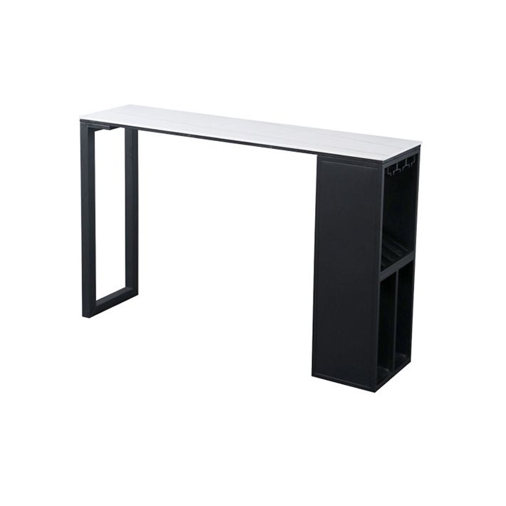 Industrial Style Bar Table Stone Top 42-inch Height Pub Table with Wine Glass Shelf Clearhalo 'Bar Furniture' 'Bar Tables' 'bar_tables' 'Furniture' 'furniture_bar_tables' 'Kitchen & Dining Furniture' 1200x1200_e37f63dc-93ea-4e5d-b549-353f08ad28e0