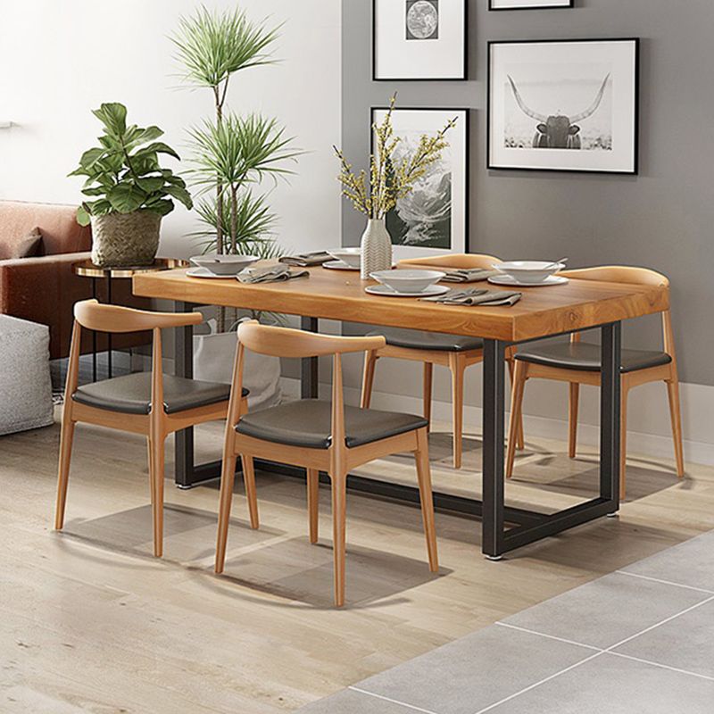 Industrial Natural Finish Dining Table Set 1/2/5 Pcs Solid Wood Dinette Set for Home Clearhalo 'Dining Room Sets' 'Dining Tables & Seating' 'dining_room_set' 'furn' 'furn_dining_room_set' 'Furniture' 'Kitchen & Dining Furniture' 1200x1200_e38289e6-a47b-4390-886d-1fd30f888c38