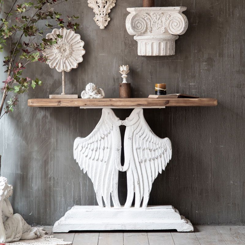 Mesa de consola de madera sólida de país francés mesa de acento angustiado