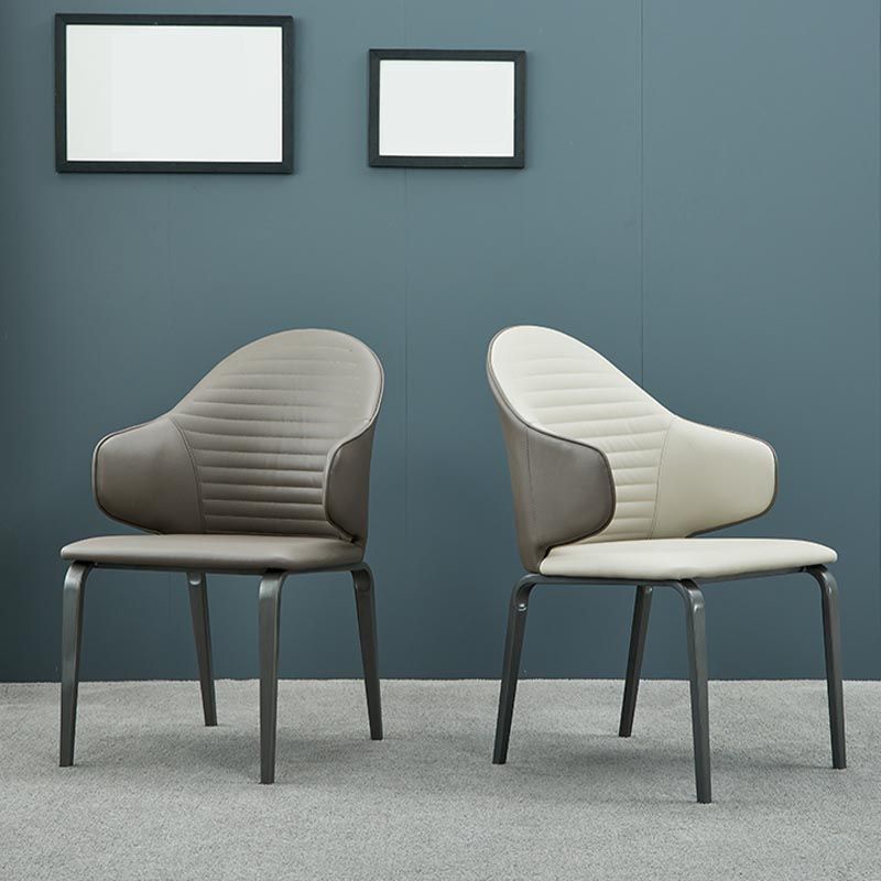 Silla de comedor tapizada de cuero con silla de comedor contemporánea