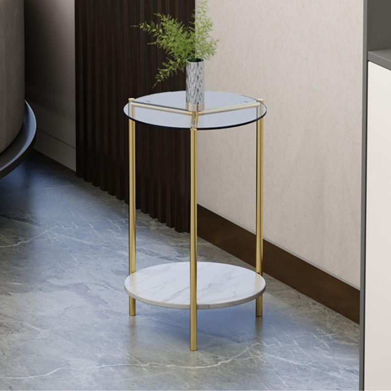 23.62 "Mesa lateral de altura Modernismo Gold Glass Top Table
