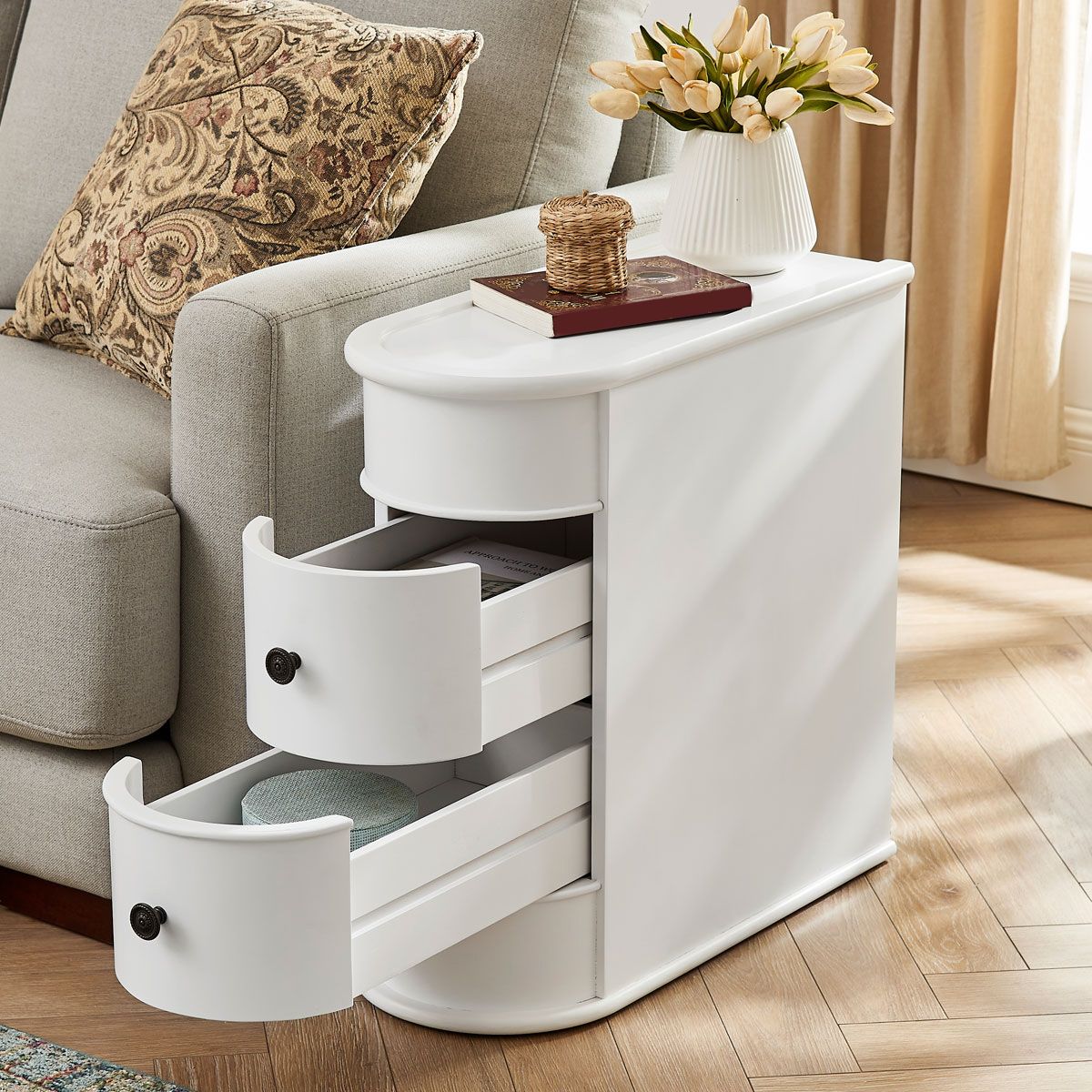 2-Drawer Wood Side Table North European Geometric Corner Table