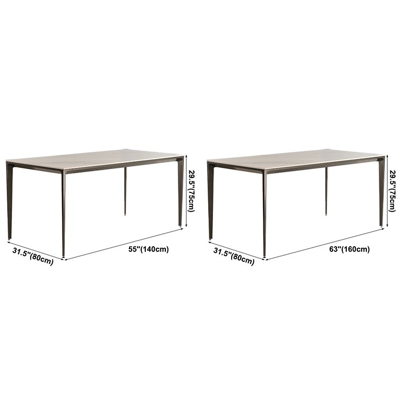 Contemporary Sintered Stone Dining Table 4 Legs Rectangular Table in White Clearhalo ' dining_table' 'Dining Tables & Seating' 'Dining Tables' 'furn' 'furn_dining_table' 'Furniture' 'furniture_dining_table' 'Kitchen & Dining Furniture' 'kitchen&dining_furn' 'kitchen' 'kitchen_dining_table' 1200x1200_e38aab91-7420-4b1f-a624-4ce53837cce2