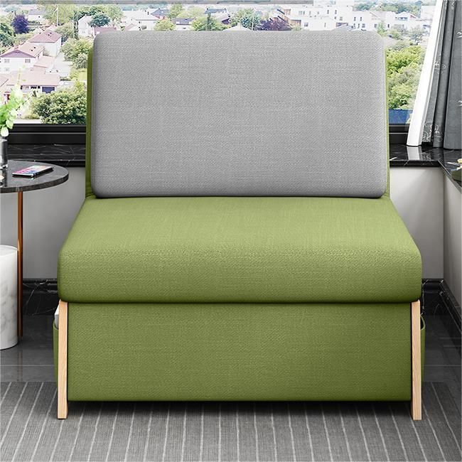 Cushions Armless Convertible Sofa Bed Cotton Blend Seating in Green and Gray