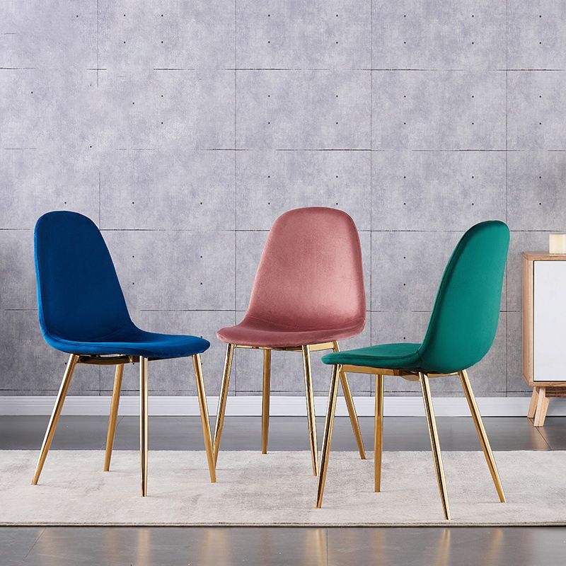 Indoor Armless Dining Chairs Velvet Solid Back Side Chairs with Metal Legs Clearhalo ' kitchen&dining_furn' 'Dining Chairs' 'Dining Tables & Seating' 'dining_chair' 'furn' 'furn_dining_chair' 'Furniture' 'furniture_dining_chair' 'Kitchen & Dining Furniture' 'kitchen' 1200x1200_e38e5bf8-30a7-46ef-9d37-c006512f871f