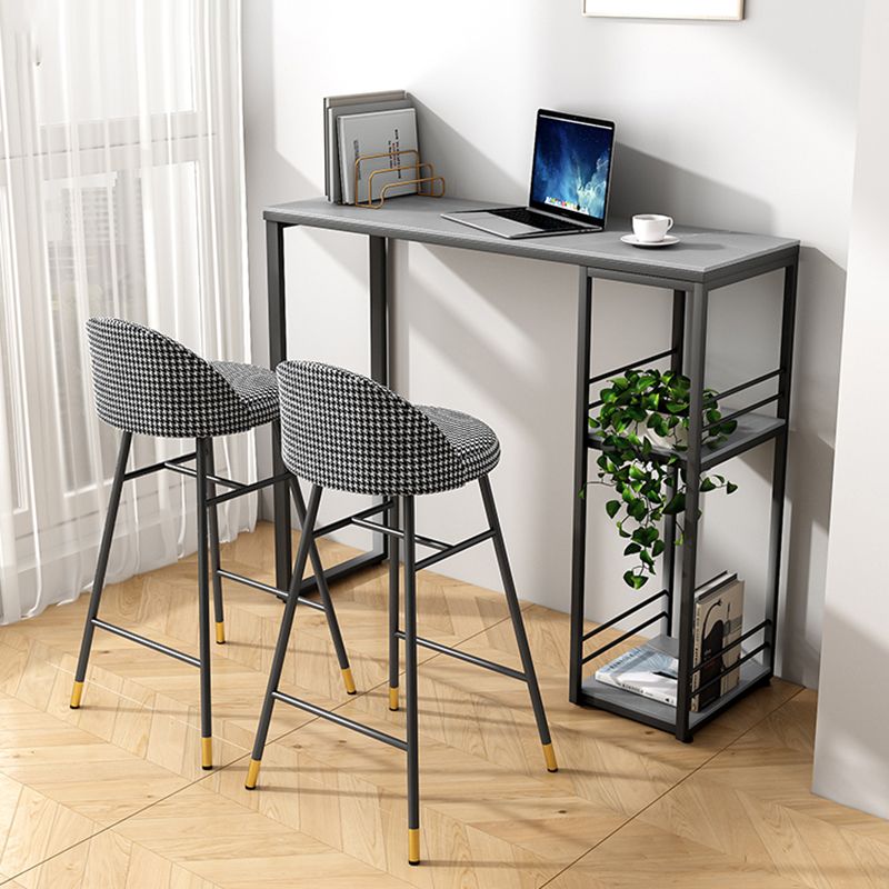 Industrial Iron Bar Dining Table Stone Top Rectangle Indoor Bistro Table with Shelf Clearhalo 'Bar Furniture' 'Bar Tables' 'bar_tables' 'furn' 'furn_bar_tables' 'Furniture' 'furniture_bar_tables' 'Kitchen & Dining Furniture' 1200x1200_e38e9139-d651-40e0-baae-07906ee867a8