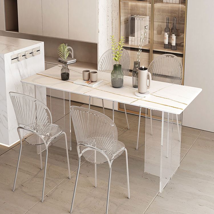 Acrylic Base Double Pedestal Table Modern Rectangle Dinner Table Kitchen Home Clearhalo 'Dining Tables & Seating' 'Dining Tables' 'dining_table' 'furn' 'furn_dining_table' 'Furniture' 'furniture_dining_table' 'Kitchen & Dining Furniture' 1200x1200_e38f1cb7-9f2d-4be7-9515-13570ac0fa2b