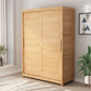 Contemporary Sliding Door Cabinet Rubberwood Storage Cabinet with Legs