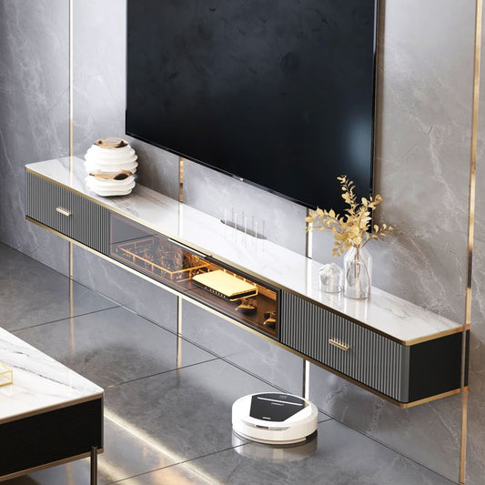 2 cassetti Glam TV Stand Stone TV MOBINATO TV montato sul muro con porta