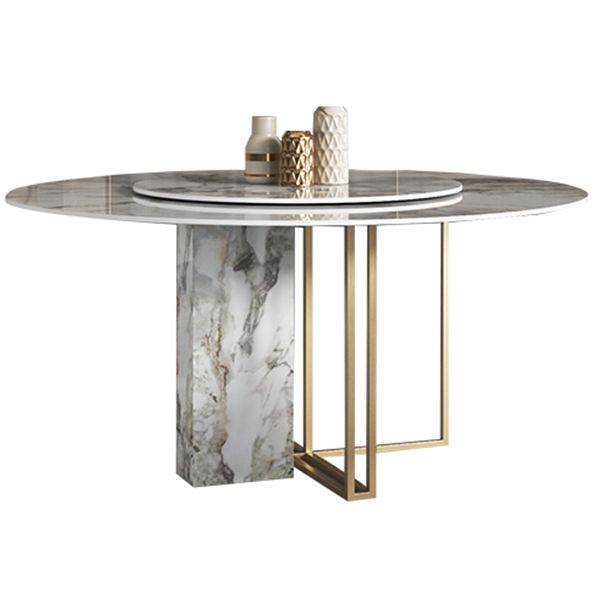 Glam 1/3/4/5/7 Pieces Dinette Set with Sintered Stone Top Round Dining Table Set Clearhalo 'Dining Room Sets' 'Dining Tables & Seating' 'dining_room_set' 'furn' 'furn_dining_room_set' 'Furniture' 'furniture_dining_room_set' 'Kitchen & Dining Furniture' 1200x1200_e38fe858-ba75-440f-9891-551e82d285e3